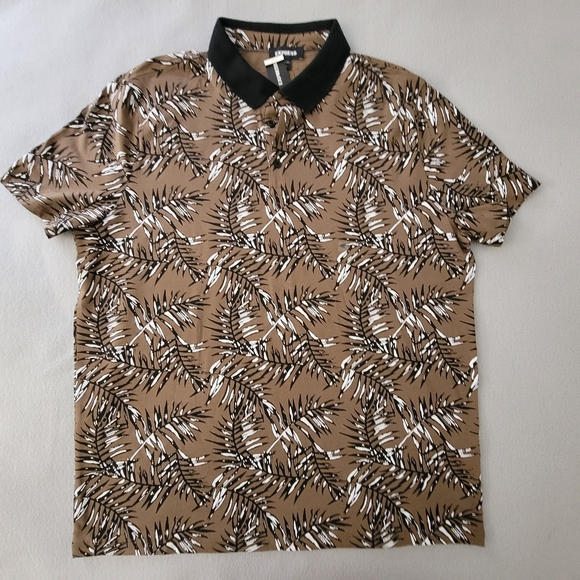 Express Other - Express Mens Polo Shirt Multicolor Floral Short Sleeve Stretch Collar XL New